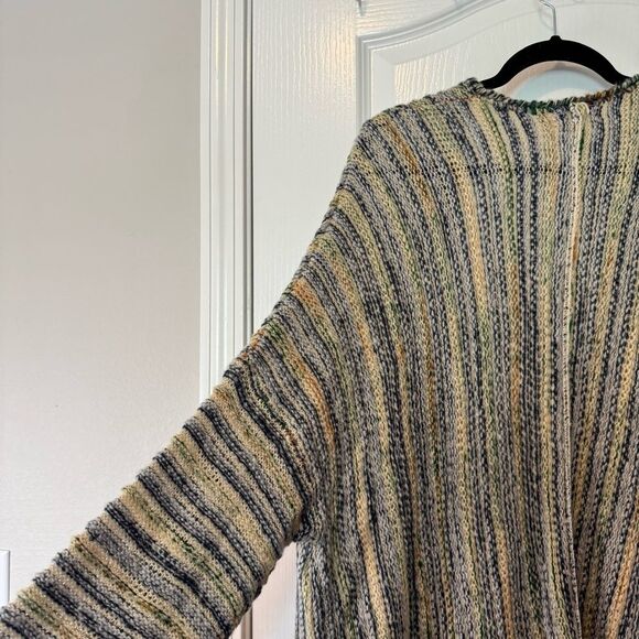 POL Women’s Boho Open Knit Long Line Fringe Trim Oversized Open Front Cardigan S - Picture 9 of 9